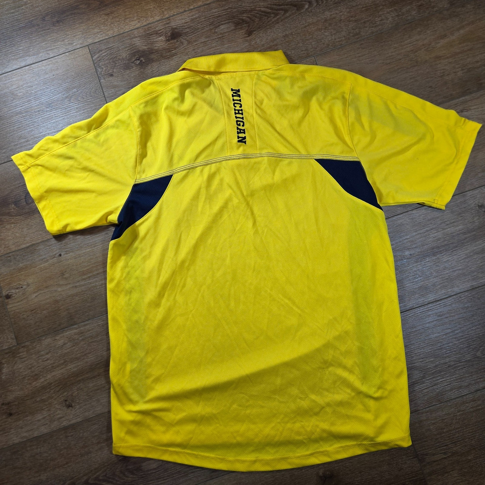 Adidas Golf Michigan Wolverines Polo Mens L Yellow Climalite NCAA Preppy - Picture 7 of 10